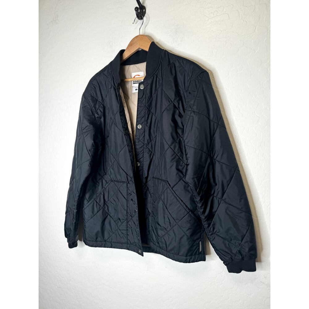 Sorel Mens Quilted Chore Nylon Puffer Jacket Black Size Large Lightweight - Picture 2 of 6